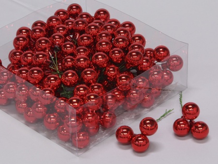 Boîte de 144 boules verre rouge D20mm