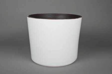 Cache-pot céramique blanc D31cm H29cm