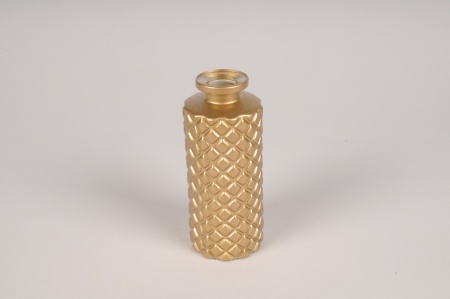 Vase bouteille en verre or D5cm H13cm