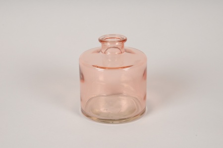 Vase bouteille en verre rose D9cm H10cm
