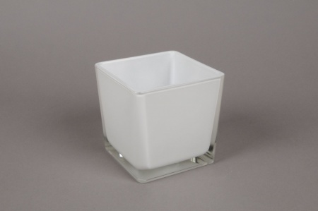 Vase en verre blanc 10x10cm H10cm