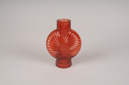 Vase en verre bordeaux  D15cm H20.5cm