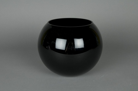 Vase en verre boule noir D14.5cm H12cm