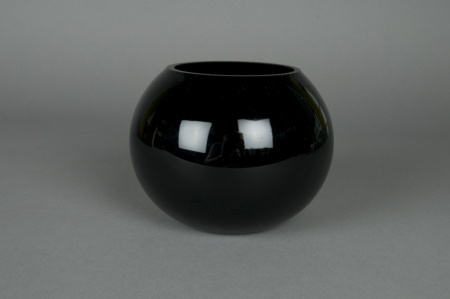 Vase en verre boule noir D18cm H15.5cm