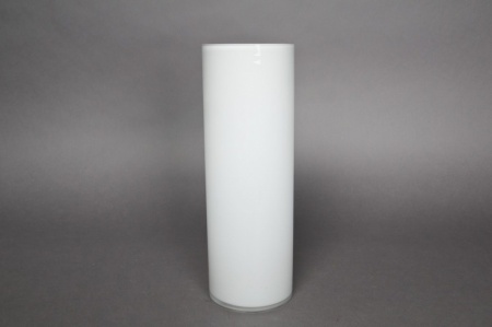 Vase en verre cylindre blanc D10cm H30cm
