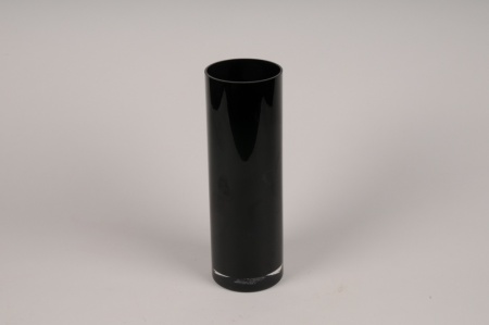 Vase en verre cylindre noir D10cm H30cm