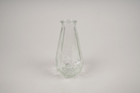 Vase en verre obus transparent D7cm H14cm