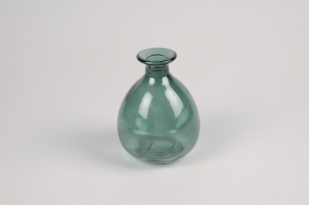Vase en verre vert D9cm H12cm