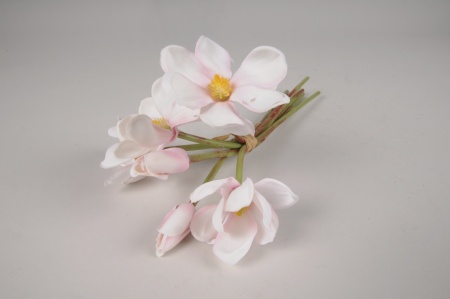 Bouquet de magnolia artificiel rose clair H29cm