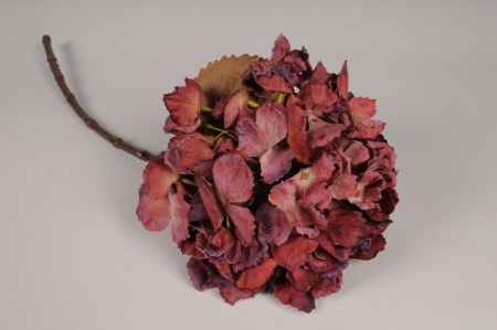 Hortensia artificiel mauve foncé H64cm