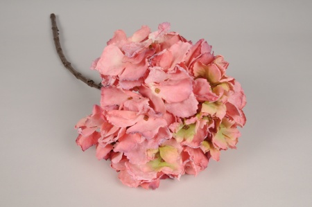 Hortensia artificiel rose H64cm
