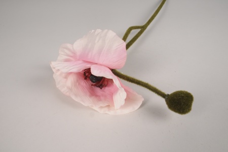 Pavot artificiel rose H60cm