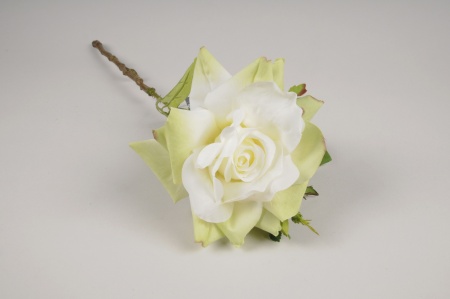 Rose artificielle blanche H50cm
