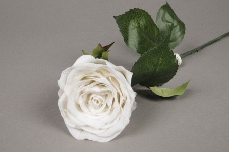 Rose artificielle blanche H55cm