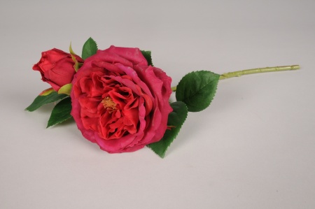 Rose artificielle bordeaux H35cm