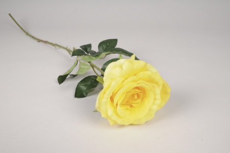 Rose artificielle jaune H77cm