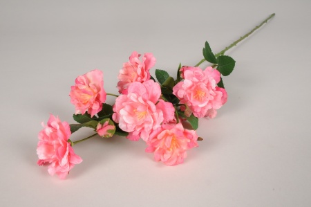 Rose artificielle ramifiée rose H68cm