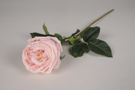 Rose artificielle rose pâle H60cm