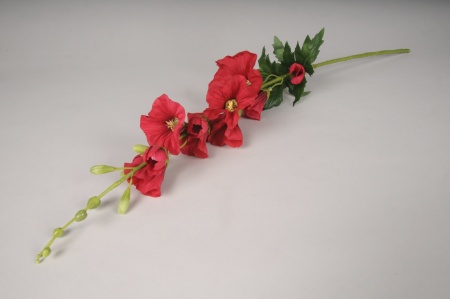 Rose trémière artificielle rouge H77cm