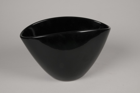 Jardinière en céramique noire 28x16cm H17.5cm