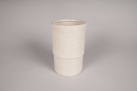 Vase en céramique beige D13.5cm H20.5cm