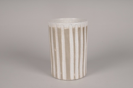 Vase en céramique blanc et gris D14cm H21cm