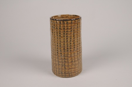 Vase en céramique marron clair D11cm H20cm