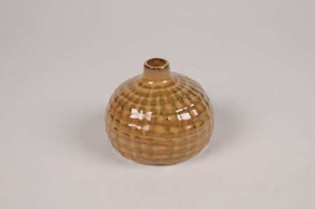 Vase soliflore en céramique marron clair D10cm H8.5cm