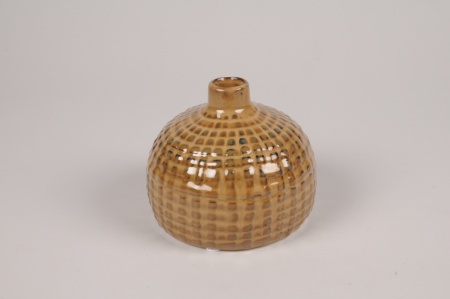 Vase soliflore en céramique marron clair D13cm H11cm