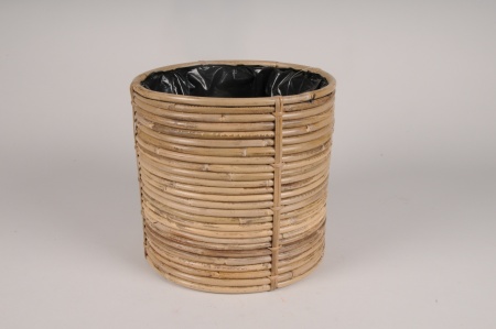 Cache-pot en bambou naturel D24cm H23.5cm