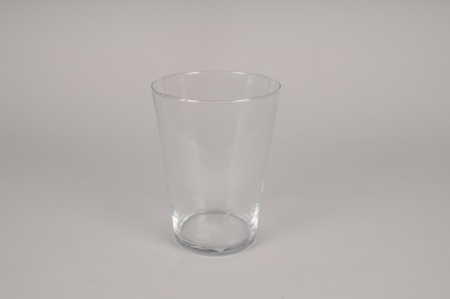 Vase en verre conique D14.5cm H19.5cm