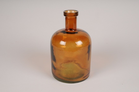 Vase bouteille en verre ambre D14.5cm H24cm