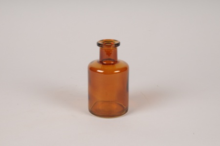 Vase bouteille en verre ambre D6.5cm H12cm
