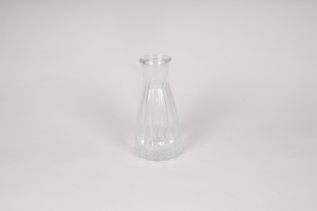 Vase bouteille en verre D9cm H18cm