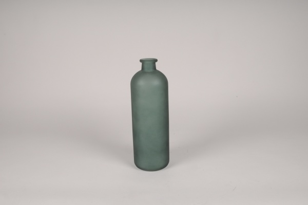 Vase bouteille en verre givr vert D10.5m H33cm