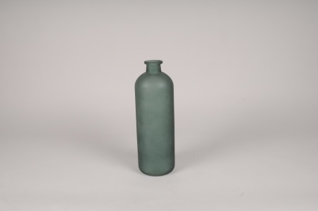 Vase bouteille en verre givré vert D10.5m H33cm