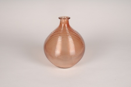 Vase bouteille en verre marron clair D16.5cm H20cm