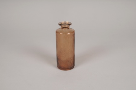 Vase bouteille en verre marron D5cm H13cm