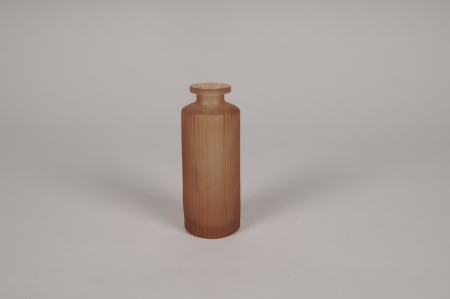 Vase bouteille en verre marron D5cm H13cm