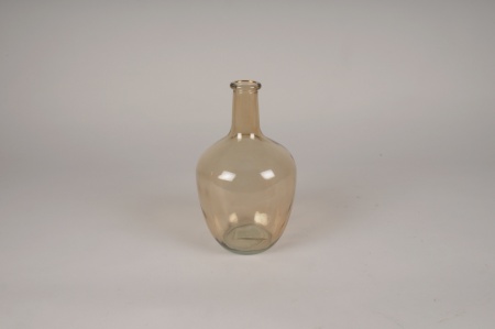 Vase bouteille en verre pêche D15cm H25.5cm