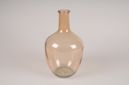 Vase bouteille en verre pêche D17.5cm H30cm
