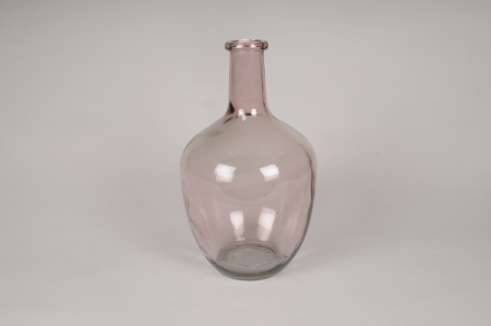 Vase bouteille en verre rose D17.5cm H30cm