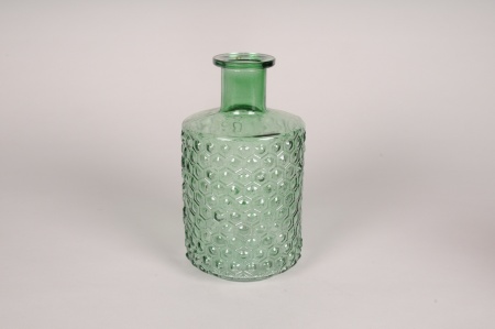 Vase bouteille en verre vert D11.5cm H21cm
