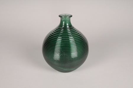 Vase bouteille en verre vert D16.5cm H20cm