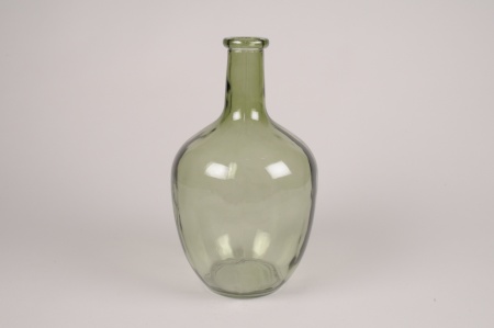 Vase bouteille en verre vert D17.5cm H30cm