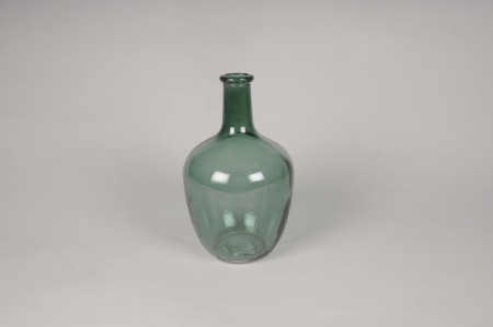 Vase bouteille en verre vert foncé D15cm H25.5cm