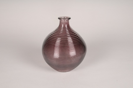 Vase bouteille en verre violet D16.5cm H20cm