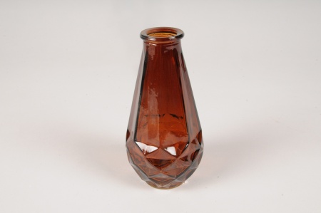 Vase bouteille en verre ambre D7cm H14cm