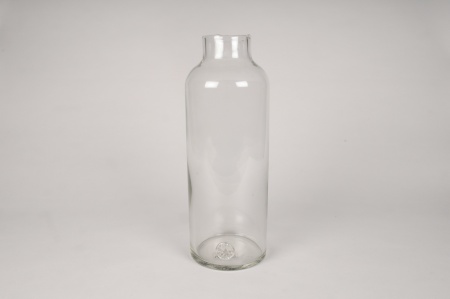 Vase bouteille en verre D10cm H30cm