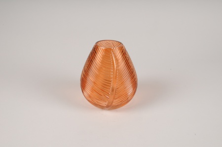 Vase en verre abricot D12.5cm H14.5cm